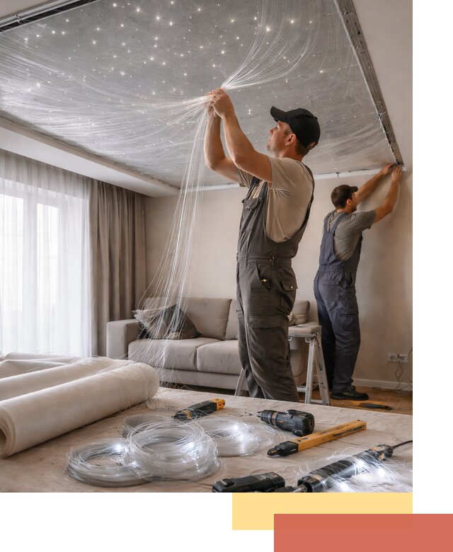 Монтаж натяжного потолка «Звездное небо» в Апшеронске