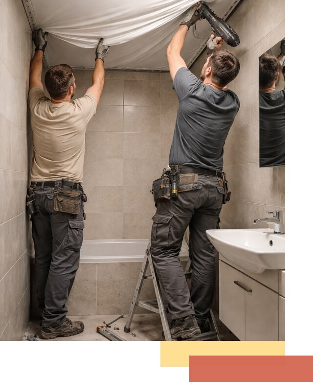 Монтаж натяжного потолка в ванной в Апшеронске быстро и качественно