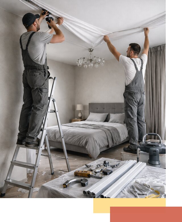 Монтаж натяжного потолка в спальне в Апшеронске