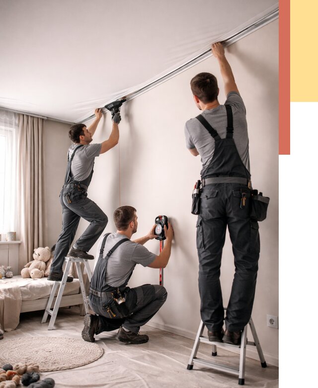 Монтаж натяжного потолка в детской в Апшеронске от 3587 руб. — быстро и недорого | ОТДЕЛОЧНИК-Пшр