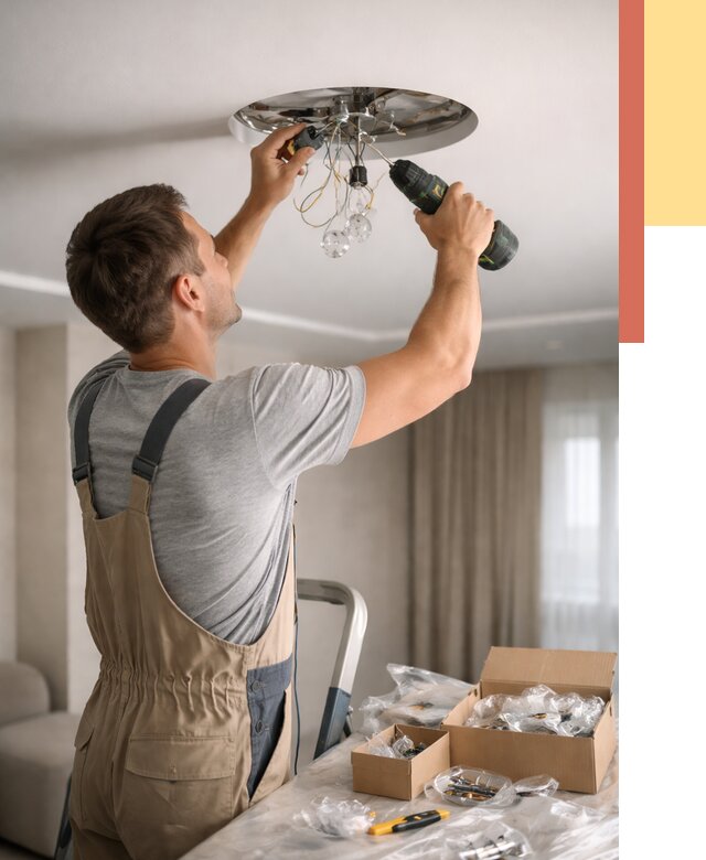 Установка люстры в натяжной потолок в Апшеронске от 1230 руб. | Быстро и недорого — ОТДЕЛОЧНИК-Пшр