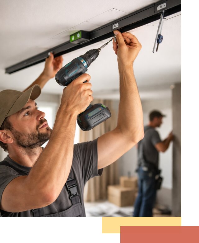 Установка трековых светильников в натяжной потолок в Апшеронске