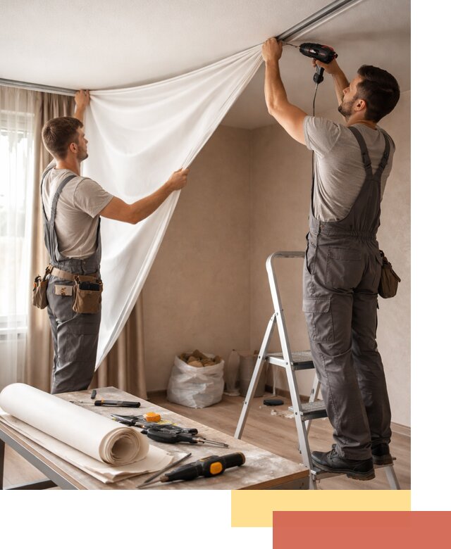 Замена полотна натяжного потолка в Апшеронске быстро и качественно