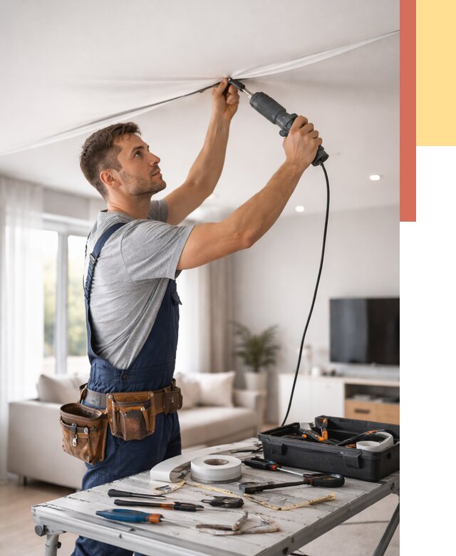 Ремонт натяжных потолков в Апшеронске от 9736 руб. под ключ — ОТДЕЛОЧНИК-Пшр