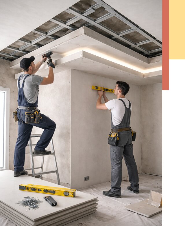 Двухуровневый потолок из гипсокартона в Апшеронске от 1486 руб. под ключ | ОТДЕЛОЧНИК-Пшр