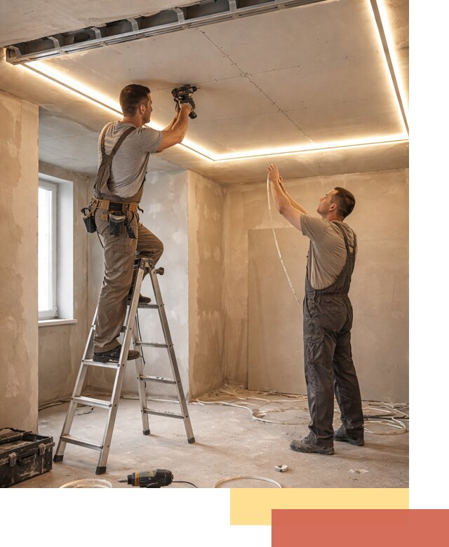 Потолок из гипсокартона с подсветкой в Апшеронске