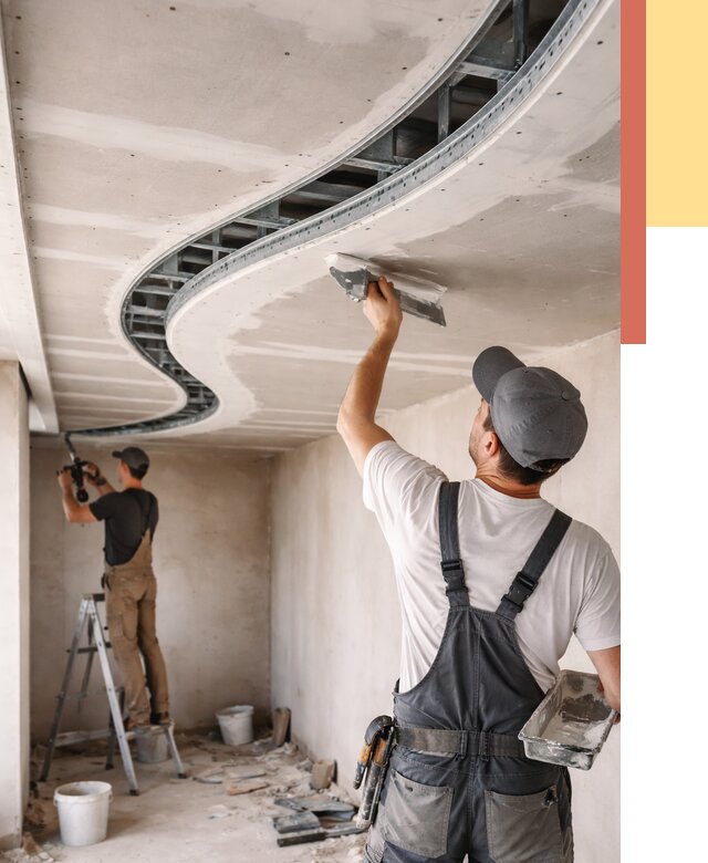 Криволинейный потолок из гипсокартона в Апшеронске от 2152 руб./м2 | ОТДЕЛОЧНИК-Пшр