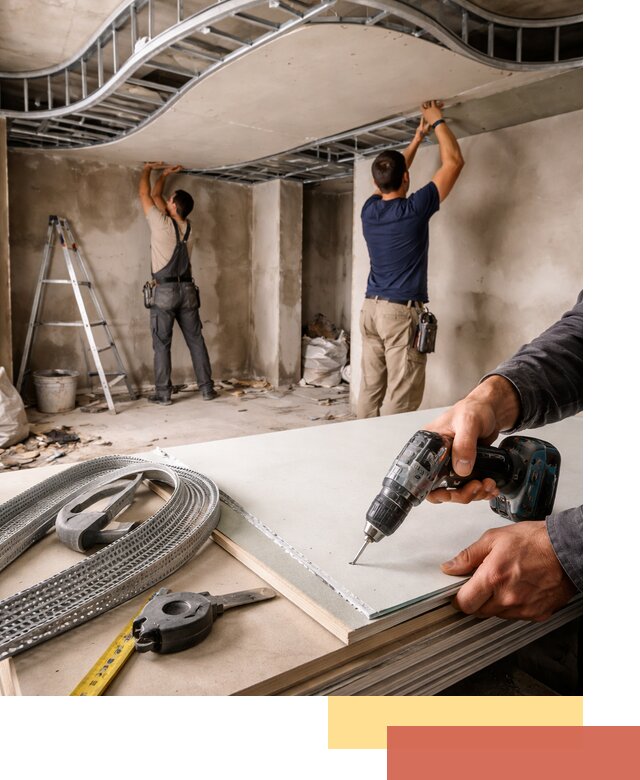 Криволинейный потолок из гипсокартона в Апшеронске — монтаж и отделка