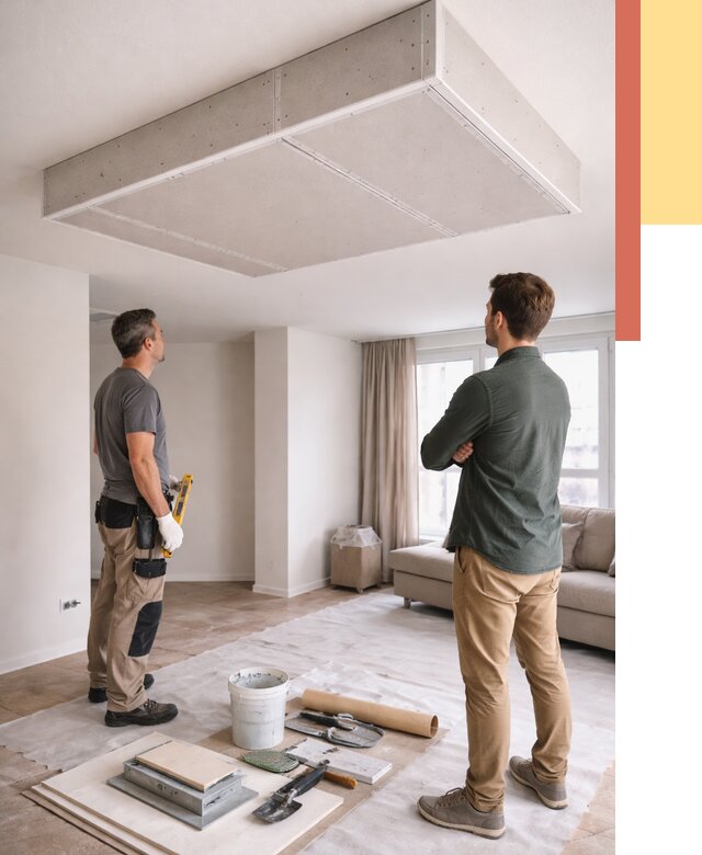 Короб на потолке из гипсокартона в Апшеронске от 2255 руб. — монтаж и услуги под ключ | ОТДЕЛОЧНИК-Пшр