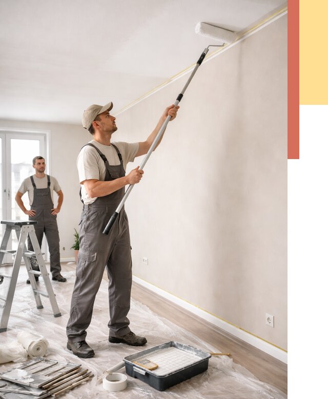 Покраска потолка из гипсокартона в Апшеронске от 4612 руб./м2 — услуги под ключ | ОТДЕЛОЧНИК-Пшр