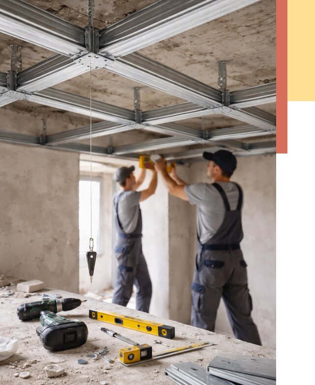 Монтаж каркаса потолка из профиля в Апшеронске от 4612 руб. — услуги ОТДЕЛОЧНИК-Пшр