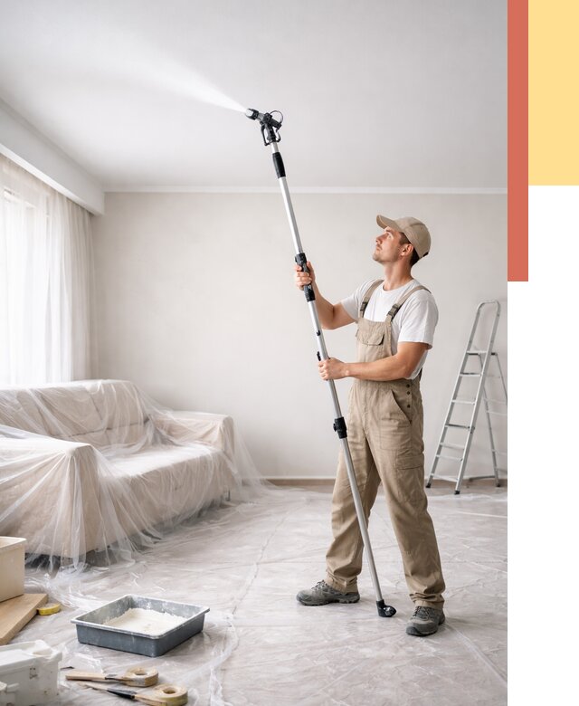 Покраска потолка краскопультом в Апшеронске от 4612 руб. быстро и недорого | ОТДЕЛОЧНИК-Пшр